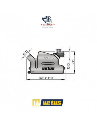 WLOCKL45R pot échappement waterlock tuyau 45mm LP45 VETUS