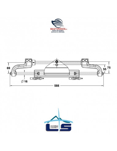 2203335 Vérin VHM EX225 HP + raccords direction hydraulique moteurs hors-bord LS225 PRO Lecomble & Schmitt