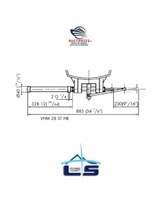 2200033 vérin de direction hydraulique LS VHM 28 ST HB hors-bord montage latéral LECOMBLE & SCHMITT 2