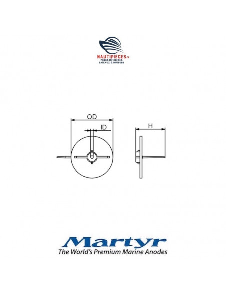 CM17264C1Z anode dérive zinc MARTYR moteur hors bord MERCURY & MARINER 17264T2