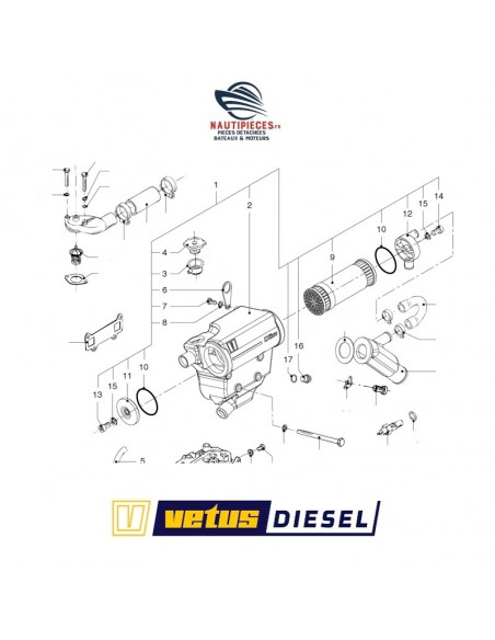 STM6142 échangeur complet moteur VETUS DIESEL M2.C5 M2.D5 M2.04 M2.06