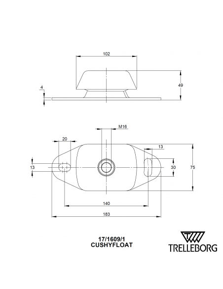 17-1609-55 silent bloc support moteur 140 kg METALASTIK CUSHYFLOAT 10-00546 17/1609/1