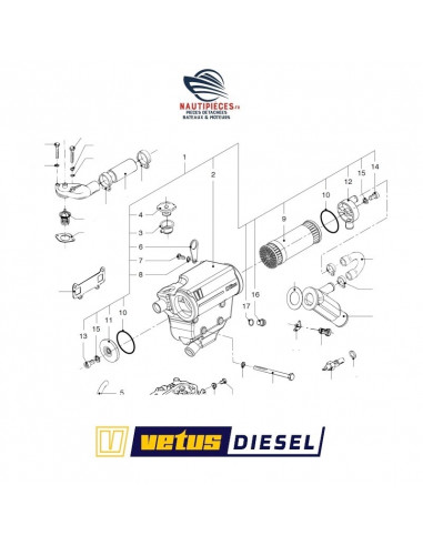 STM6140 corps échangeur moteur VETUS DIESEL M2.C5 M2.D5 M2.04 M2.06 M2.13 M2.18