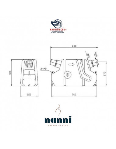 QWL00015NI pot échappement waterlock 15L tuyau 60/80 mm NANNI DIESEL