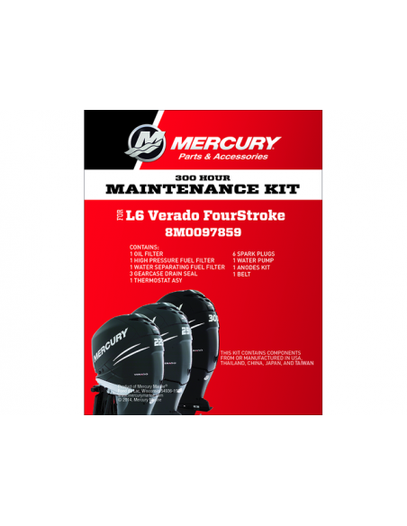 8M0097859 kit entretien 300 heures moteur hors-bord MERCURY MARINER VERADO L6 6 cylindres génération 1