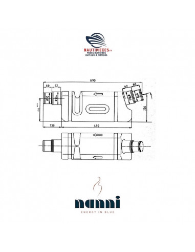 QWL00020NI pot échappement waterlock 20L tuyau 90/102 mm NANNI DIESEL