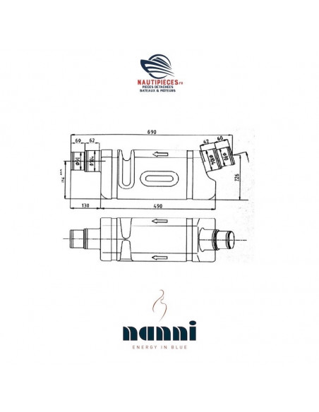 QWL00020NI pot échappement waterlock 20L tuyau 90/102 mm NANNI DIESEL