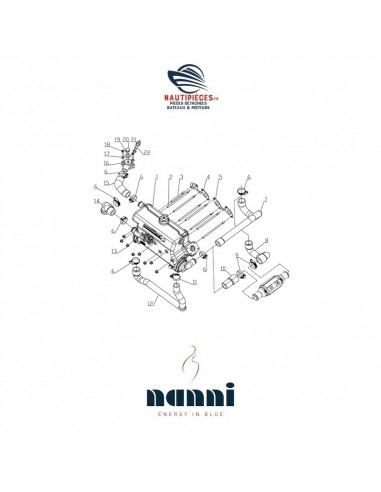 48300398 ECHANGEUR TEMPERATURE EAU REFROIDISSEMENT MOTEUR NANNI DIESEL N4.40 N4.50 N4.60 N4.65 4.200TD 4.220HE
