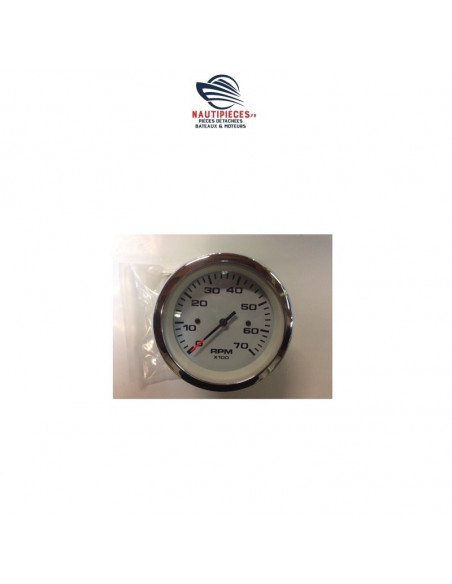 1968495 Compte-tours moteurs essence hors-bord et inboard, 0-7000 tr/min, 12 volts, fond blanc entourage chrome 1968495 Compte-tours moteurs essence hors-bord et inboard, 0-7000 tr/min, 12 volts, fond blanc entourage chrome