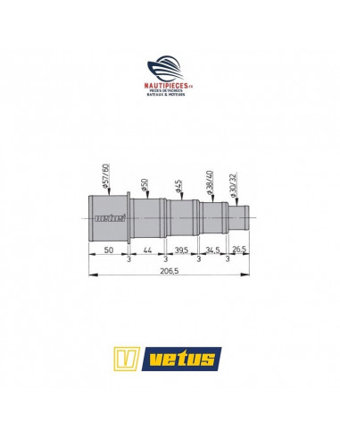 HA3060 réducteur plastique tuyau 30 à 60 mm VETUS flute synthétique