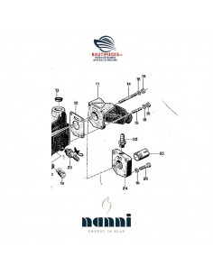 970494514 joint coude d'échappement ORIGINE moteur NANNI DIESEL 2.60H 3.90H 4.110H FARYMANN FK2 FK3 970494514
