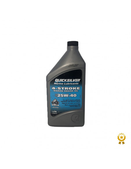 92-8M0086223 bidon 1 litre huile minérale 25W40 moteurs inboard essence QUICKSILVER MERCURY MERCRUISER 92-8M0206953