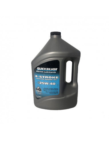 92-8M0086224 bidon 4 litres huile minérale 25W40 moteurs inboard essence QUICKSILVER MERCURY MERCRUISER 8M0206954