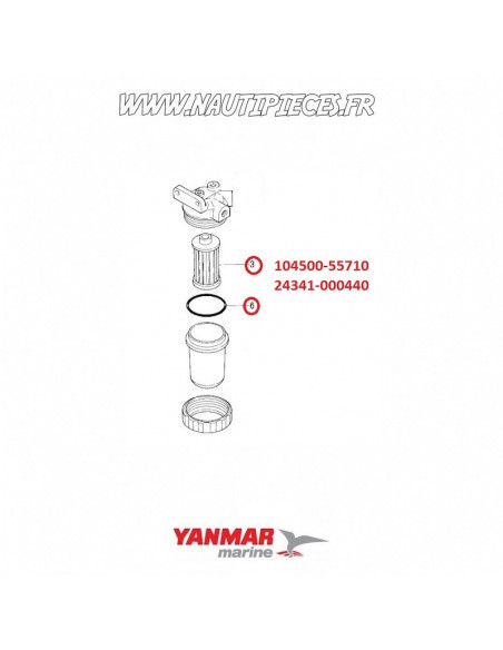 24341-000440 Joint torique 1AS44.0 ORIGINE filtre gasoil moteur diesel YANMAR MARINE GM YM QM YS HM 104200-35280