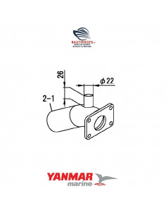 MAR128890-13530INOX coude échappement inox ADAPTABLE D22MM moteur diesel YANMAR MARINE 2YM15 3YM20 3YM30 3YM30AE 2