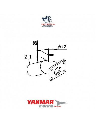 MAR128890-13530INOX coude échappement inox ADAPTABLE D22MM moteur diesel YANMAR MARINE 2YM15 3YM20 3YM30 3YM30AE