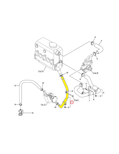 128990-49011 durite eau mer refroidissement ORIGINE moteurs diesel YANMAR MARINE 2YM15 3YM20 3YM30 128990-49010