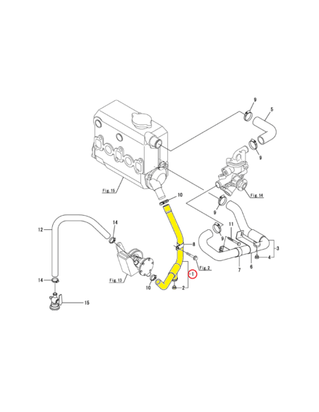 128990-49011 durite eau mer refroidissement ORIGINE moteurs diesel YANMAR MARINE 2YM15 3YM20 3YM30 128990-49010