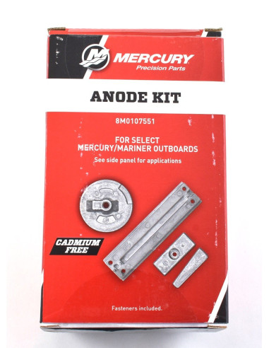 97-8M0107550 kit anodes aluminium moteur hors-bord QUICKSILVER MERCURY VERADO 4 cylindres OPTIMAX DFI 97-8M0107551