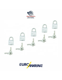 002627 Lot 5 cadenas inox laiton 30 mm EUROMARINE MARINOX avec 10 clés identiques P203972 PLASTIMO