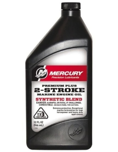 92-858026QB1 bidon 1 litre huile moteurs 2 temps carburateur et injection TCW3 PREMIUM PLUS QUICKSILVER 92-8M0206940