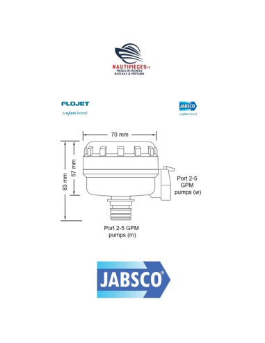 46400-9500 Filtre eau ORIGINE pompe et groupe d'eau mer JABSCO 46400-0612