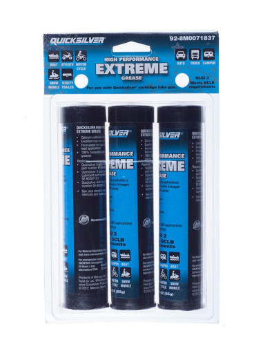 92-8M0208805 Lot 3 cartouches graisse calcium haute température QUICKSILVER MERCURY MERCRUISER 85G 92-8M0071837 EXTREME GREASE