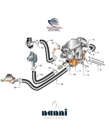 48328175 durite sortie eau mer échangeur ORIGINE moteurs NANNI DIESEL N2.10 N2.14 N3.21