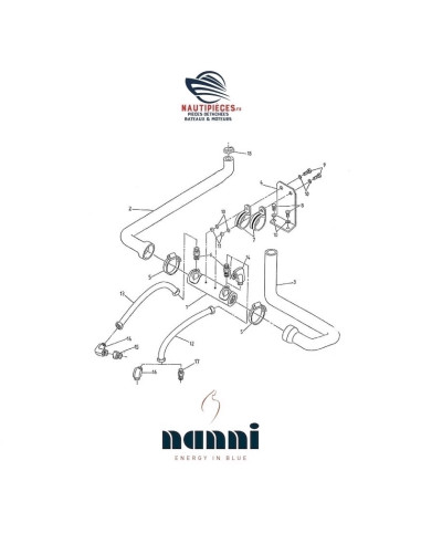48328059 durite sortie refroidisseur huile inverseur TECHNODRIVE TM345 moteur NANNI DIESEL 5.250TDI
