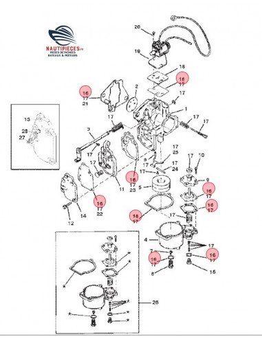 97611 kit joint carburateur WMC moteur hors bord MERCURY MARINER 1395-97611 SIERRA 18-7212