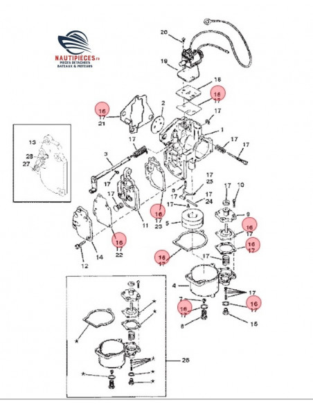 97611 kit joint carburateur WMC moteur hors bord MERCURY MARINER 1395-97611 SIERRA 18-7212
