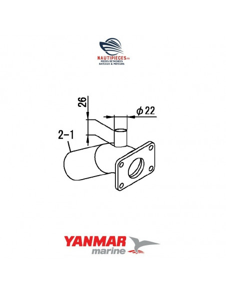 128890-13530 coude échappement ORIGINE D22MM moteur diesel YANMAR MARINE 2YM15 3YM20 3YM30 3YM30AE