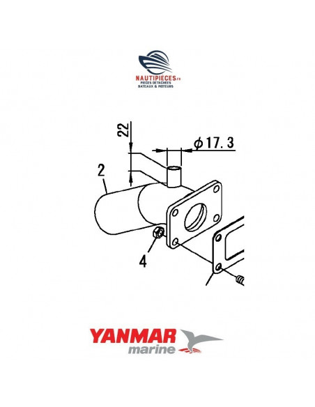128370-13530 Coude échappement moteur diesel YANMAR MARINE 2GM 2GM20 3GM 3HM 3HM35 2YM15 3GM 3GM30 3YM20 3YM30 128397-13530